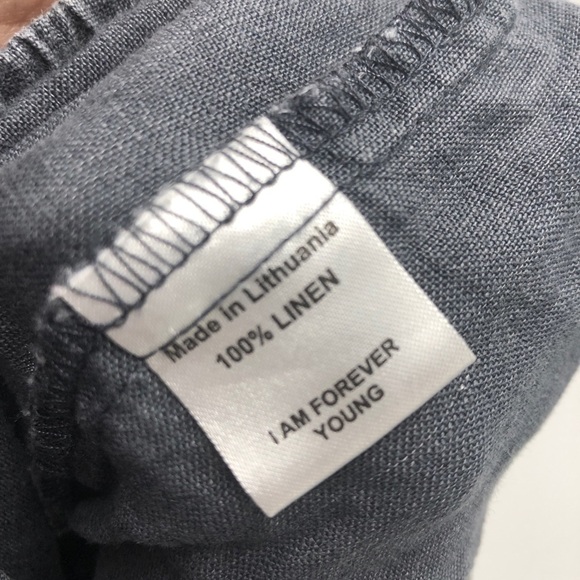 Flax wide leg gray linen pants Sz S - Picture 3 of 5